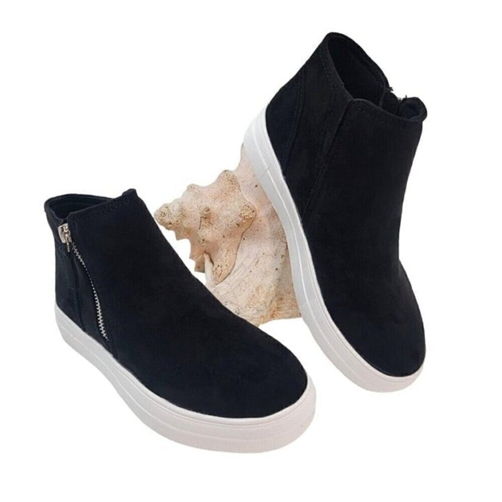 BUY ONE GET ONE FREE Soda Route Black Faux Suede  High Top Sneaker Side Zipper - Picture 3 of 6